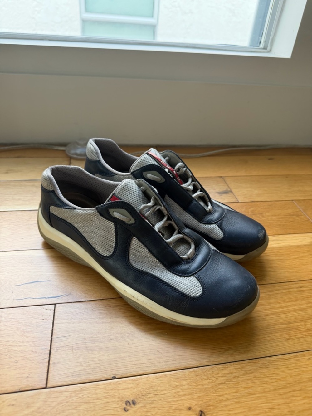 Prada Navy, Gray and Red Men’s Lace-Up Sneakers - Picture 2 of 7